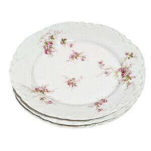 3 Haviland Pale Pink Roses Bread Dessert Plates 6" Schleiger H&Co Limoges France